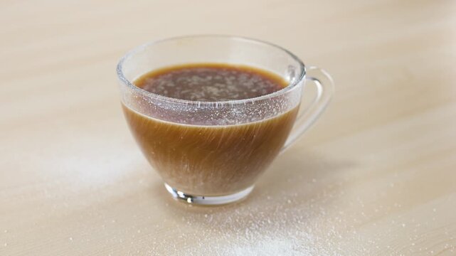 Dairy Alternative Creamer Swirling in Glass Coffee Mug
