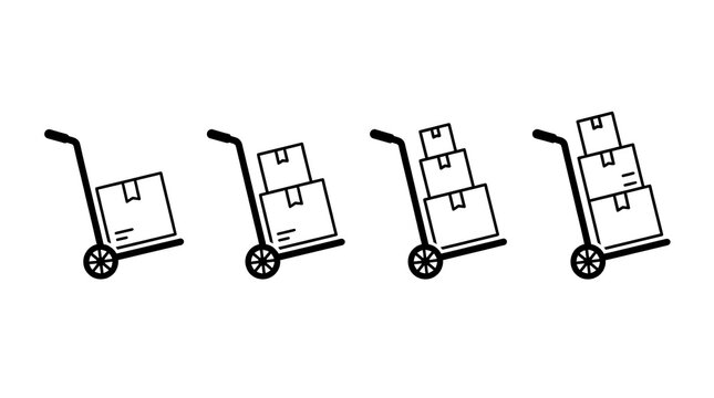 Four carts carrying boxes illustration