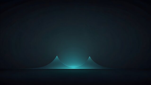 Abstract glowing light peaks on dark background, digital neon mountain landscape concept