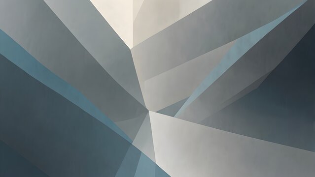 Abstract geometric background with sharp triangular shapes and soft blue grey gradients.