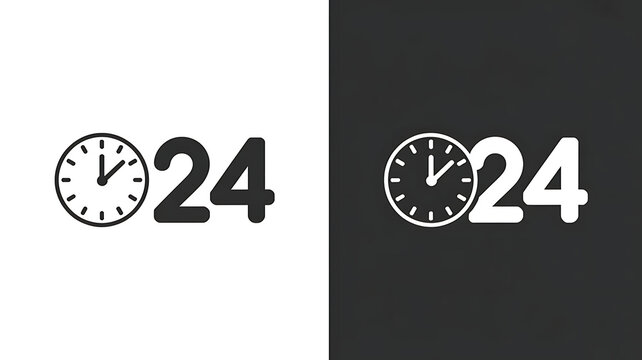 Clock icons represent twenty four hour service on a split color background.