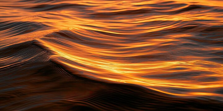 Rippling water surface gleams with warm, golden light