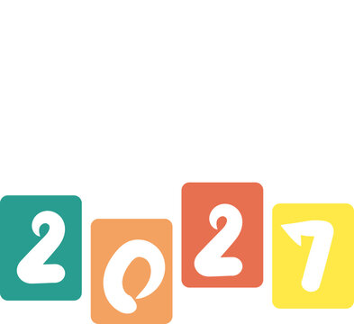Colorful Hanging 2027 Numbers with Gift Bows, New Year Vector Illustration
