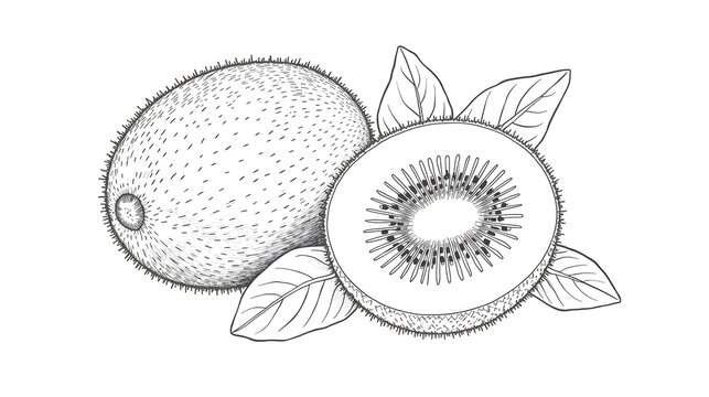 hand drawn vector illustration of a kiwi fruit on isolated background