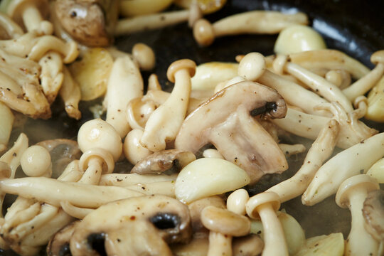 mushrooms in a frying pan