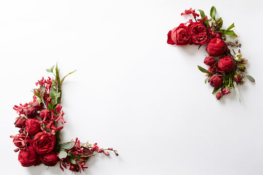 Roses, decorations made of various flowers