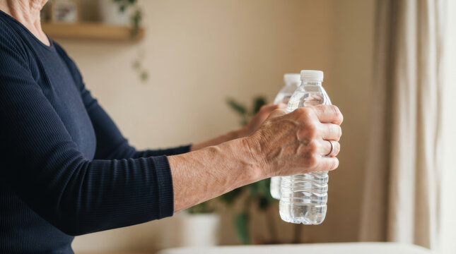 Water bottle hand arm osteoporosis exercise