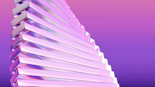 a wallpaper design of a glass shape frozen wave of purple shard on light background