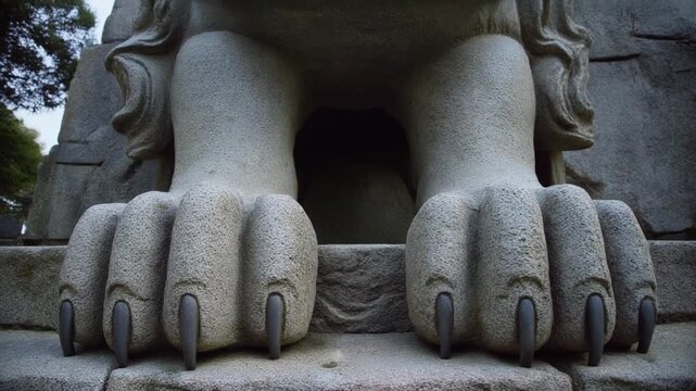 Sigiriya lion rock ancient stone paws statue entrance