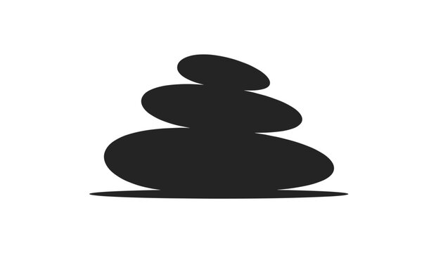 Silhouette of three balanced spa stones stacked vertically representing zen wellness meditation and mental balance.