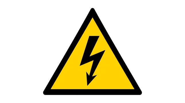 High voltage danger icon warning of electrical hazards and high-tension areas.