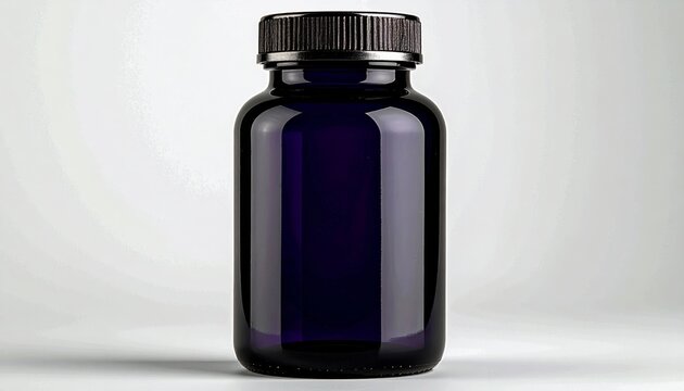Cobalt Blue Glass Supplement Bottle Mockup