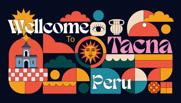Welcome to Tacna, Peru, vibrant travel poster