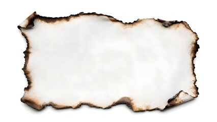 Fototapeta premium Collection of burnt paper scraps with charred edges isolated on white background for design