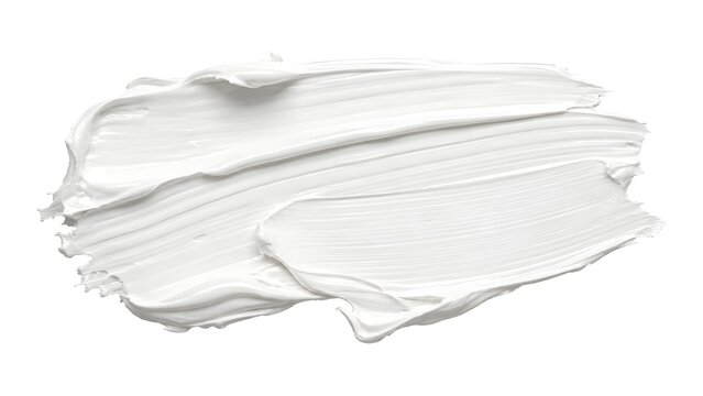 Close up of white cream texture swatches on a clean white background isolated for design