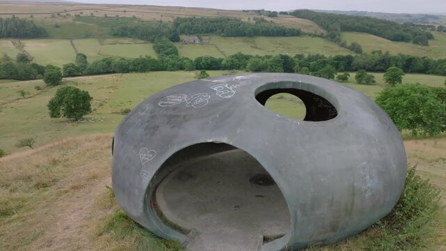 The Atom Panopticon, Wycoller, Pendle, Lancashire, UK. Closeup Rise Showing Overlooking Aspect To Green Valley.