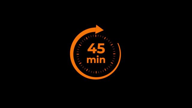 45 minute countdown timer animation with circular progress indicator for presentations and ui 45 minutes