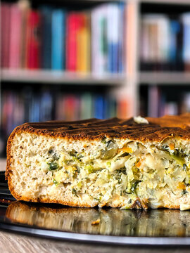 Fresh Slice of Homemade Keto Cabbage Pie Close Up