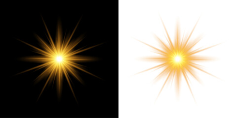 Fototapeta premium A bright glowing starburst light effect isolated on transparent background for design projects