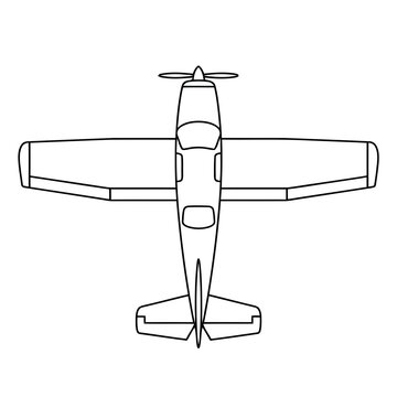Top view outline of a single engine airplane