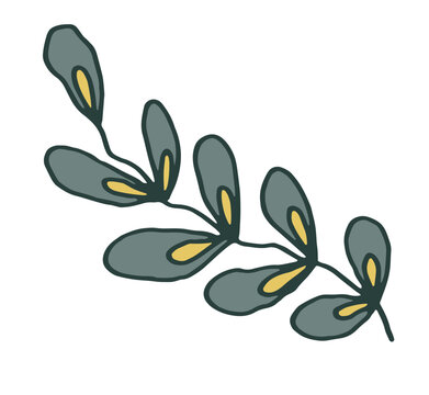 Stylized Branch With Yellow Accent Leaves