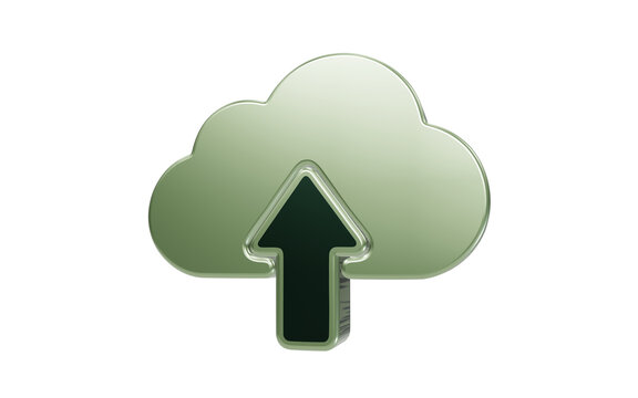Cloud Upload Icon: A stylized cloud icon with an upward arrow signifying data upload and cloud computing services.