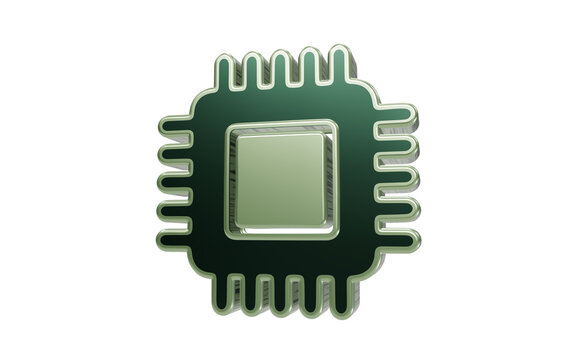 Computer Processor Icon: A modern, three-dimensional icon representing a computer processor or microchip, symbolizing technology and data processing.