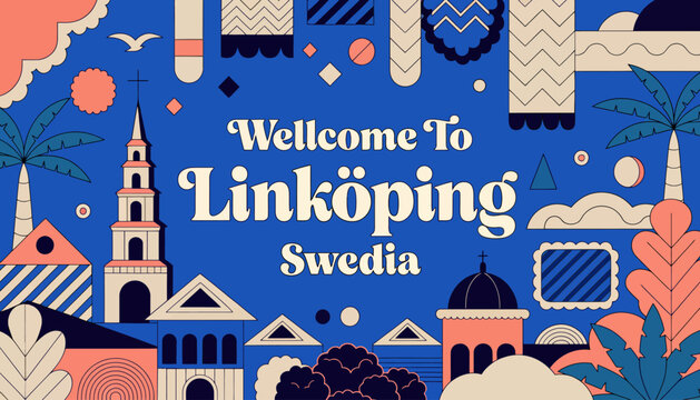 welcome to linkoping sweden, cityscape illustration