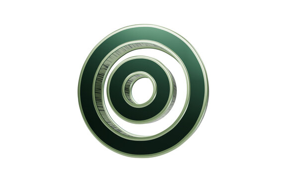 Concentric Green Circles: A 3D rendering of three concentric circles, with the outer two in a deep green hue and the innermost a lighter shade, creating a mesmerizing optical illusion.