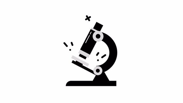 Animated microscope icon representing health and medical laboratory research and scientific analysis