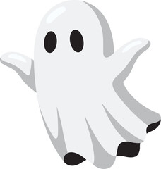 Naklejka premium Cute Ghost Flying Halloween Design