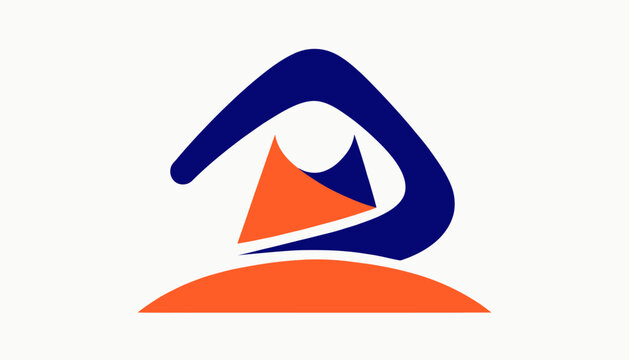 Abstract Logo Design with Blue and Orange Shapes, Modern Geometric Symbol on White Background