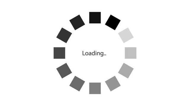 ローディング画面のUIアニメーション。モノクロのオーバーレイ素材。中央にLoadingの文字が書かれたアイコン