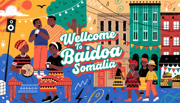 Vibrant Community Celebration in Baidoa, Somalia - People, Music, and Festivities