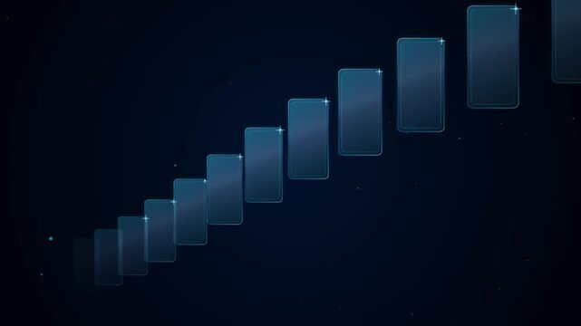 Digital Growth Chart Staircase Success Background Animation