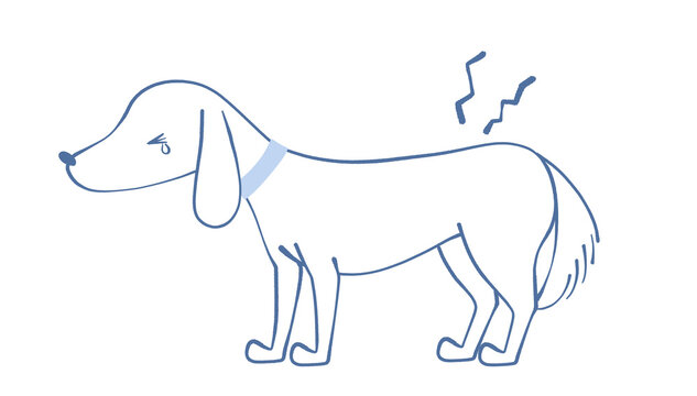 腰が痛い犬のイラスト