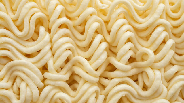 dry instant noodles texture background close up