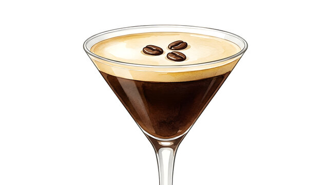 Espresso martini cocktail in a martini glass garnished with coffee beans espresso cocktail