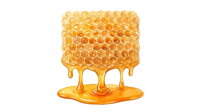 Honeycomb piece dripping with fresh golden honey on white background honeycomb dripping nutrition