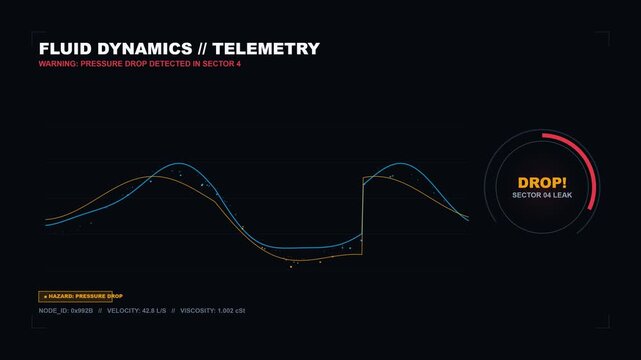 Blue waveform displays stable flow with circular gauge