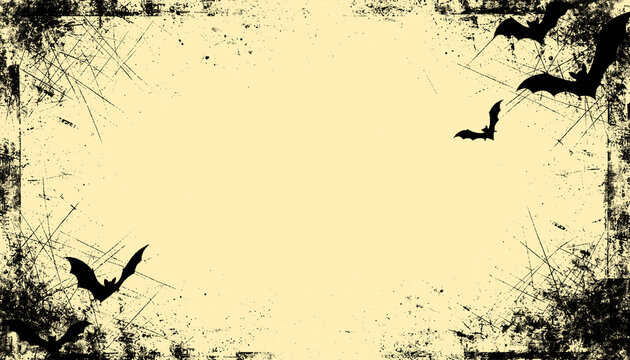 Silhouettes of bats against a textured beige background