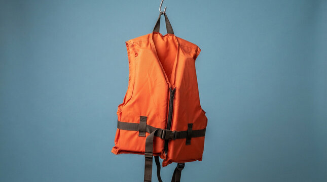 Orange Life Vest Hanging on Hook