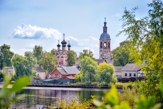 Sunny summer day in the old town of Ostashkov on Lake Seliger, Tver region of Russia