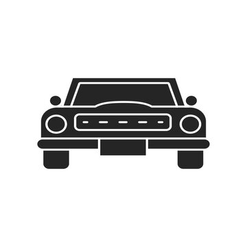 Black muscle car icon front view silhouette for automotive transport web design projects mobile graphic