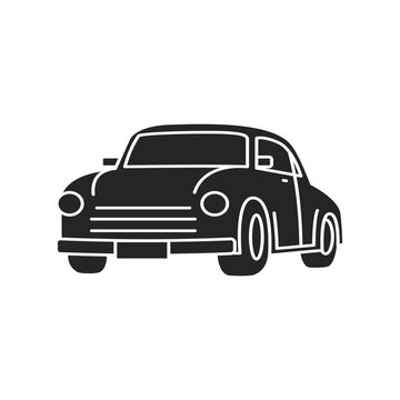 Vintage classic retro car silhouette icon isolated on white background for automotive brand identity design