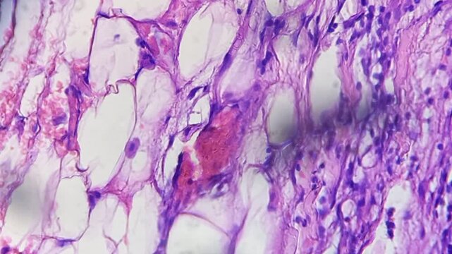 Histopathology of right breast lump. Infiltrating ductal carcinoma (nst), well differentiated G-1. Section of breast tumour reveal features of an infiltrating ductal carcinoma. 