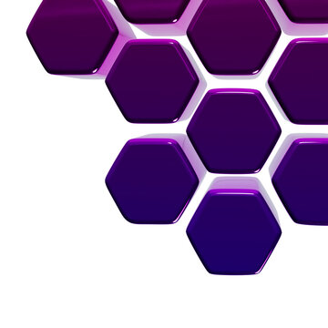 Purple glossy hexagonal tiles pattern on white background