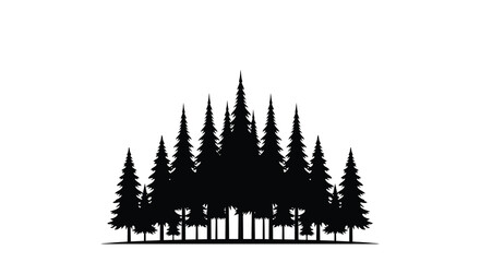 Coniferous forest silhouette against a white background © Nizam