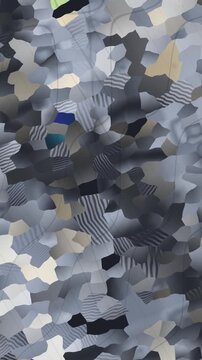 Crossed Polarized Light Mineral Grain Mosaic With Sweeping Extinction Bands Seamless Loop in calm silver tones vertical 9:16