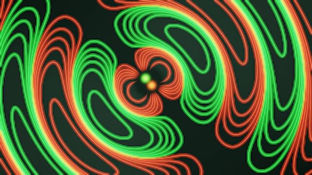 Oscillating Dipole Radiation With Electric Field Line Loops Detaching And Propagating Seamless Loop in cool emerald tones